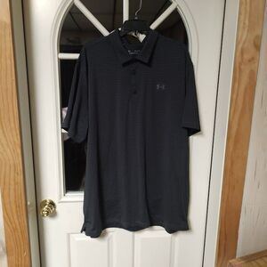 New Under Armour Loose Black Gray Striped Polo Size Men's 3XL